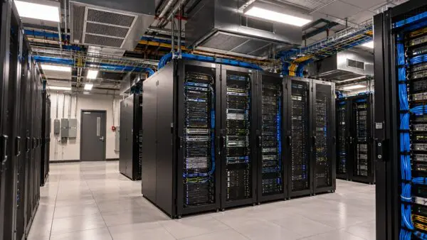 Modern data center server aisle