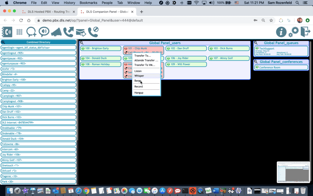 Operator Companion Panel with Contact Lists